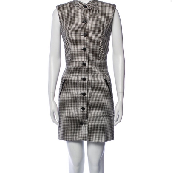 Veronica Beard Leigh Houndstooth Button-Front Dress - Picture 2 of 4